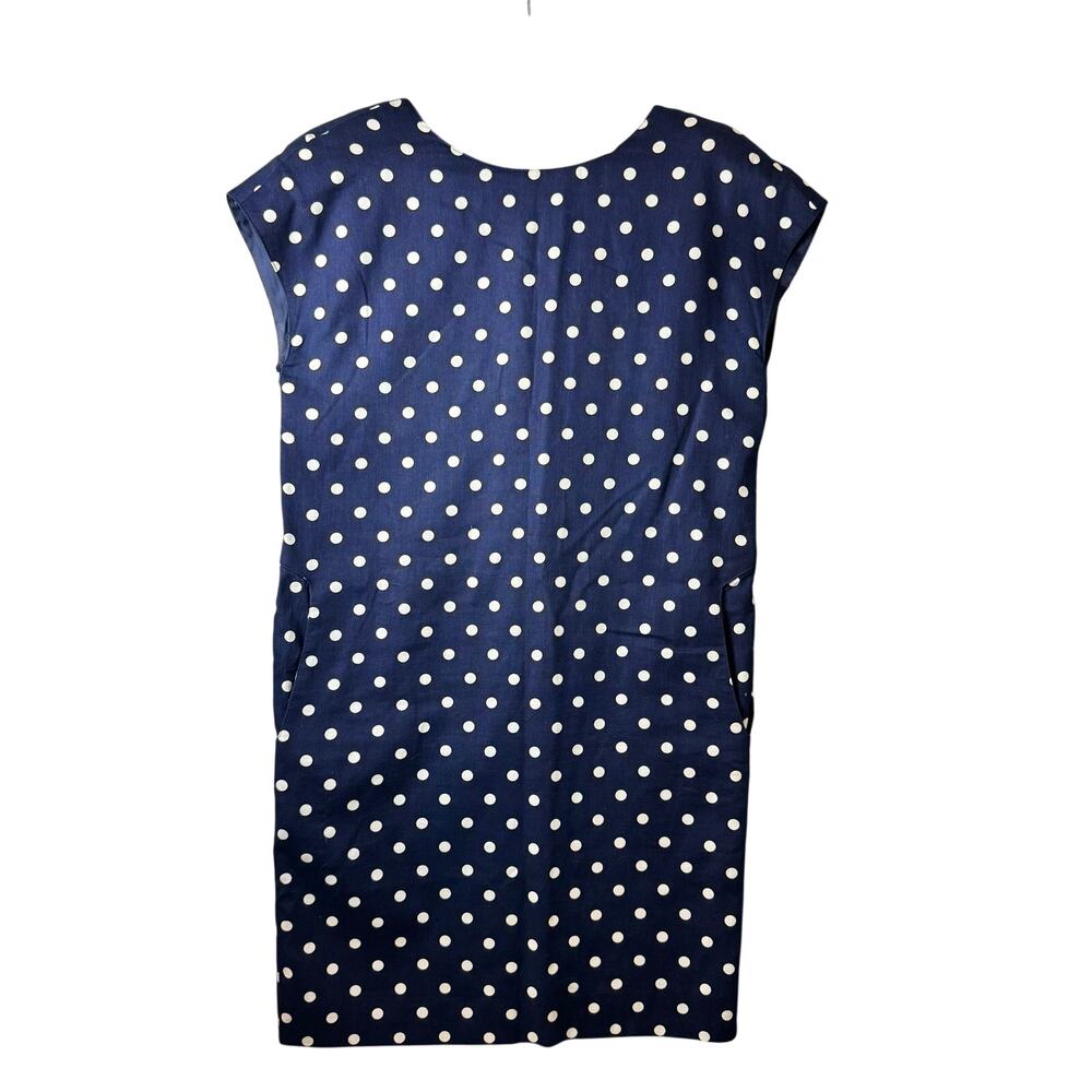 Brooks Brothers Dress Women’s Size 8 Navy Blue Polka Dot Sheath Pockets Classic